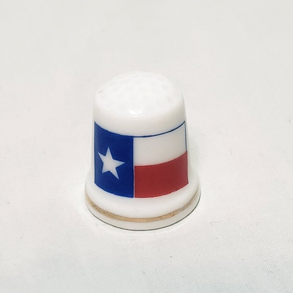 I Love Texas State Flag Thimble Souvenir Porcelain Vintage 1"